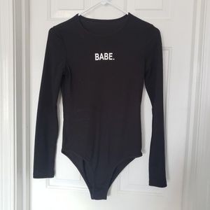 Babe Long-Sleeve Ribbed Bodysuit